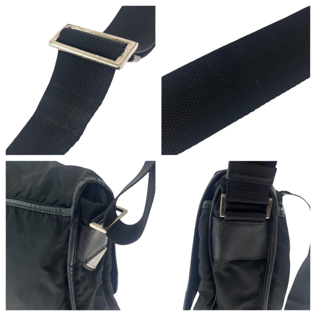 Prada Shoulder Bag V166 Nylon Black Silvermetal Shoulder Bag Messenger Bag Test Triangle With Logo