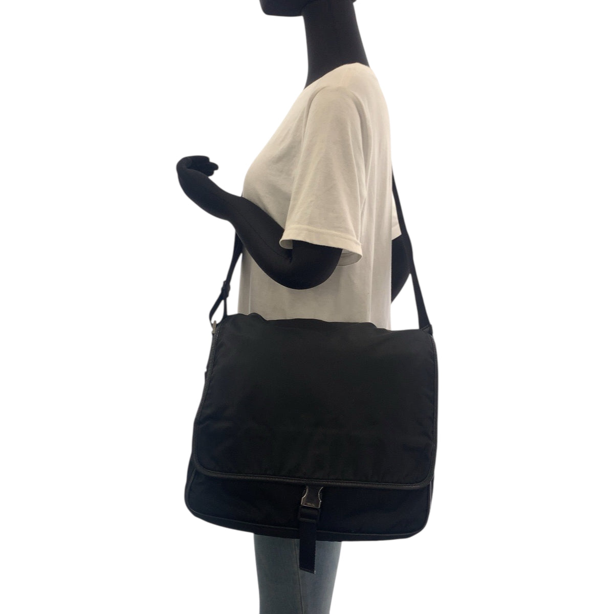 Prada Shoulder Bag V166 Nylon Black Silvermetal Shoulder Bag Messenger Bag Test Triangle With Logo