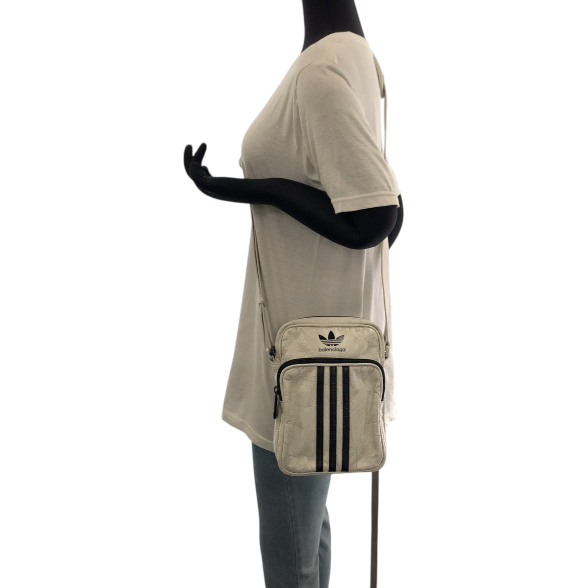 Balenciaga Shoulder Bag 721850 Leather White Black White Metal Shoulder Bag Pochette Adidas