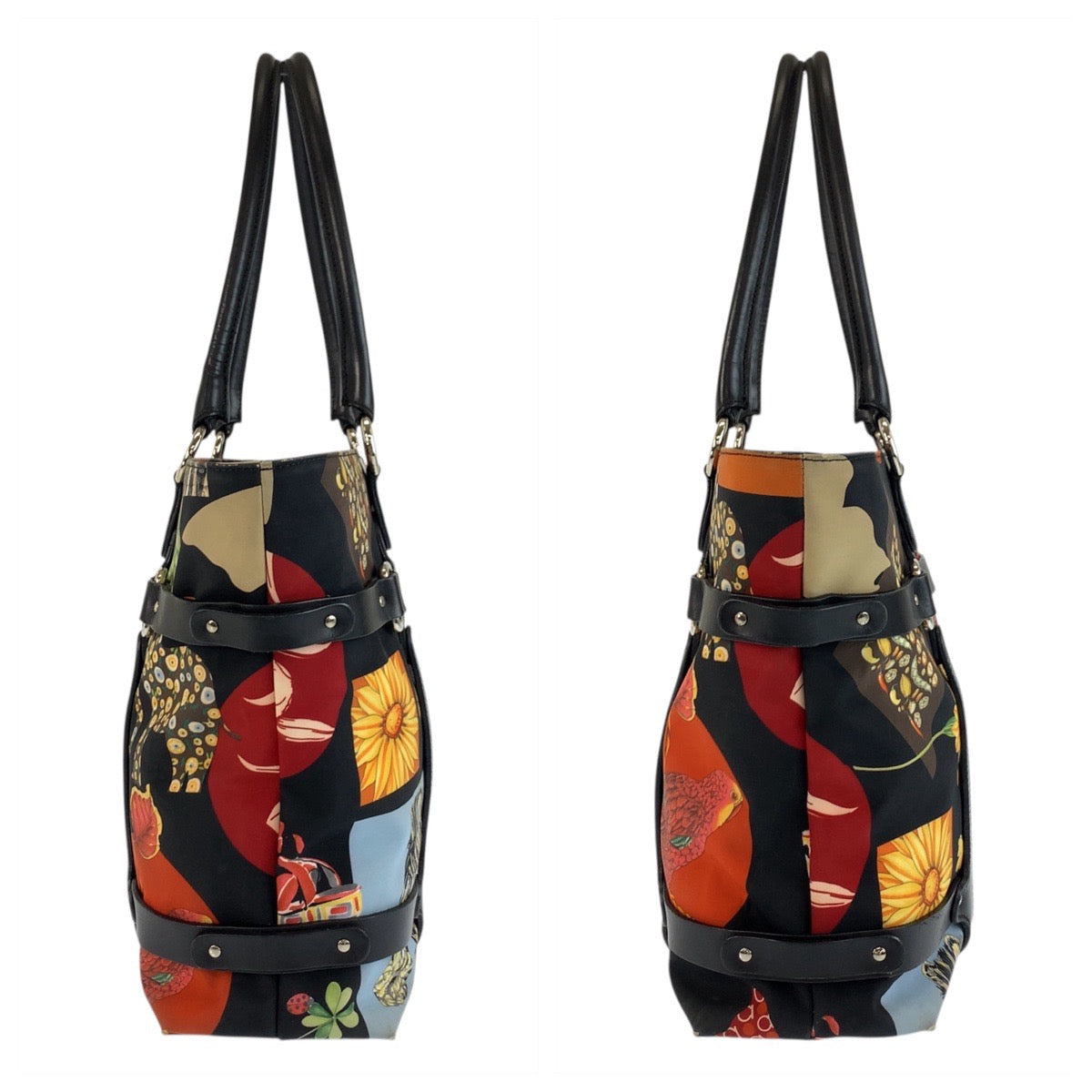 Salvatore Ferragamo Tote Bag Au-21/6408 Nylon, Leather Black Black Multicolor Silvermetal Tote Bag
