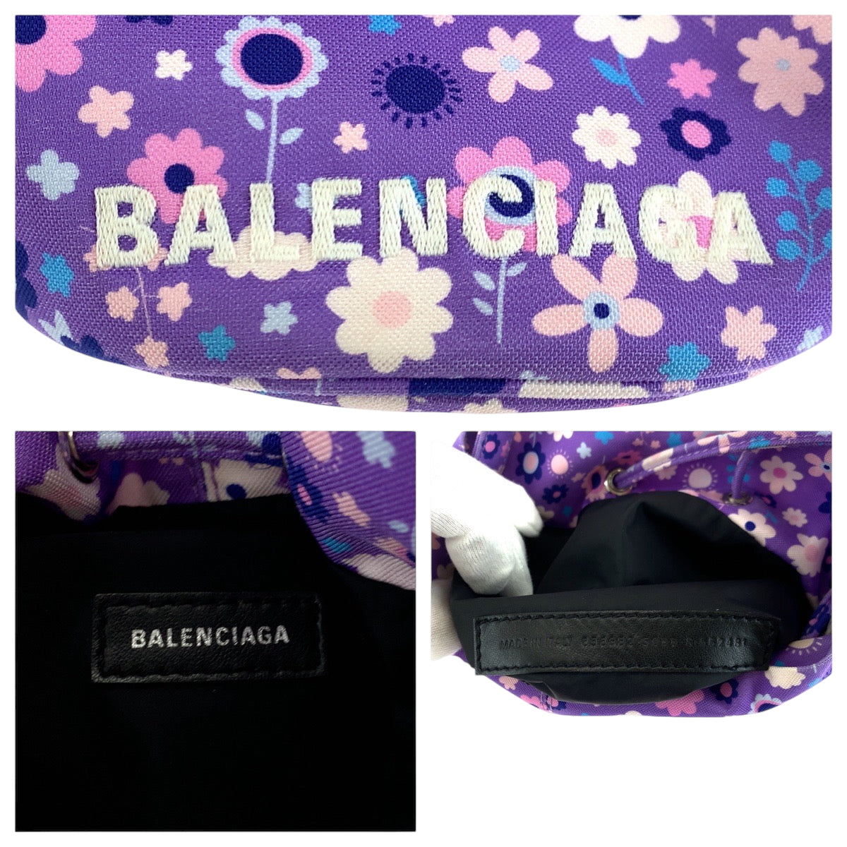 Balenciaga Shoulder Bag 656682 Ikat Nylon Canvas Purple Multicolor Silvermetal Shoulder Bag Handbag