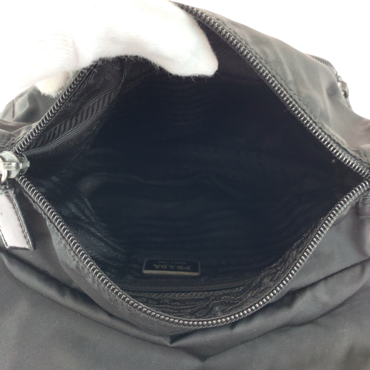 Prada Shoulder Bag Nylon Black Silvermetal Shoulder Bag Pochette Test Triangle With Logo Women