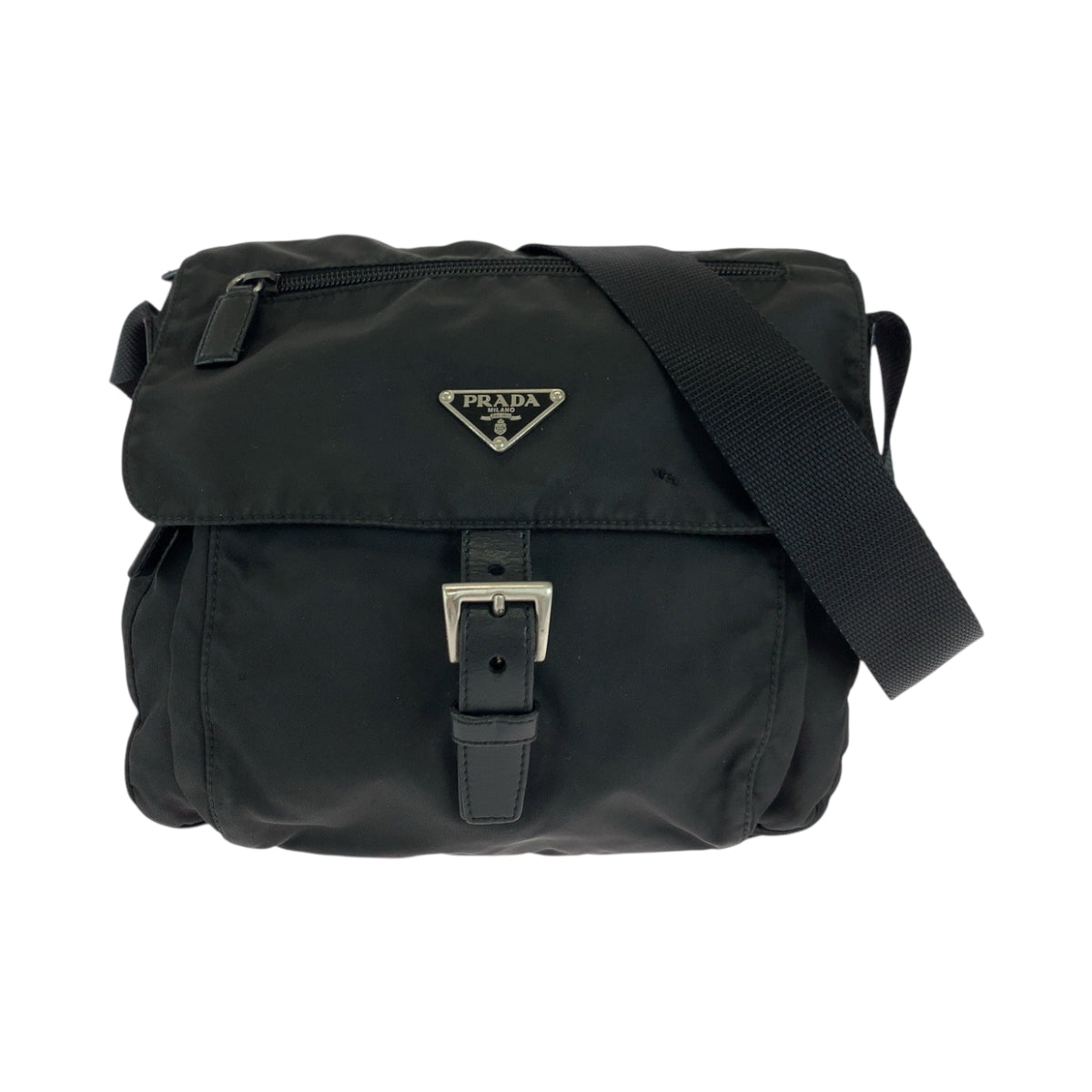 Prada Shoulder Bag Nylon Black Silvermetal Shoulder Bag Pochette Test Triangle With Logo Women