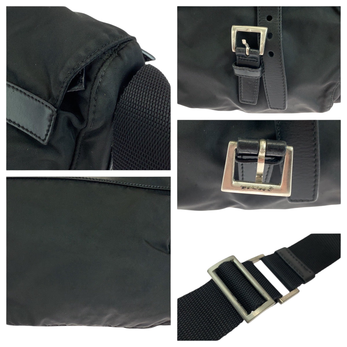 Prada Shoulder Bag Nylon Black Silvermetal Shoulder Bag Pochette Test Triangle With Logo Women