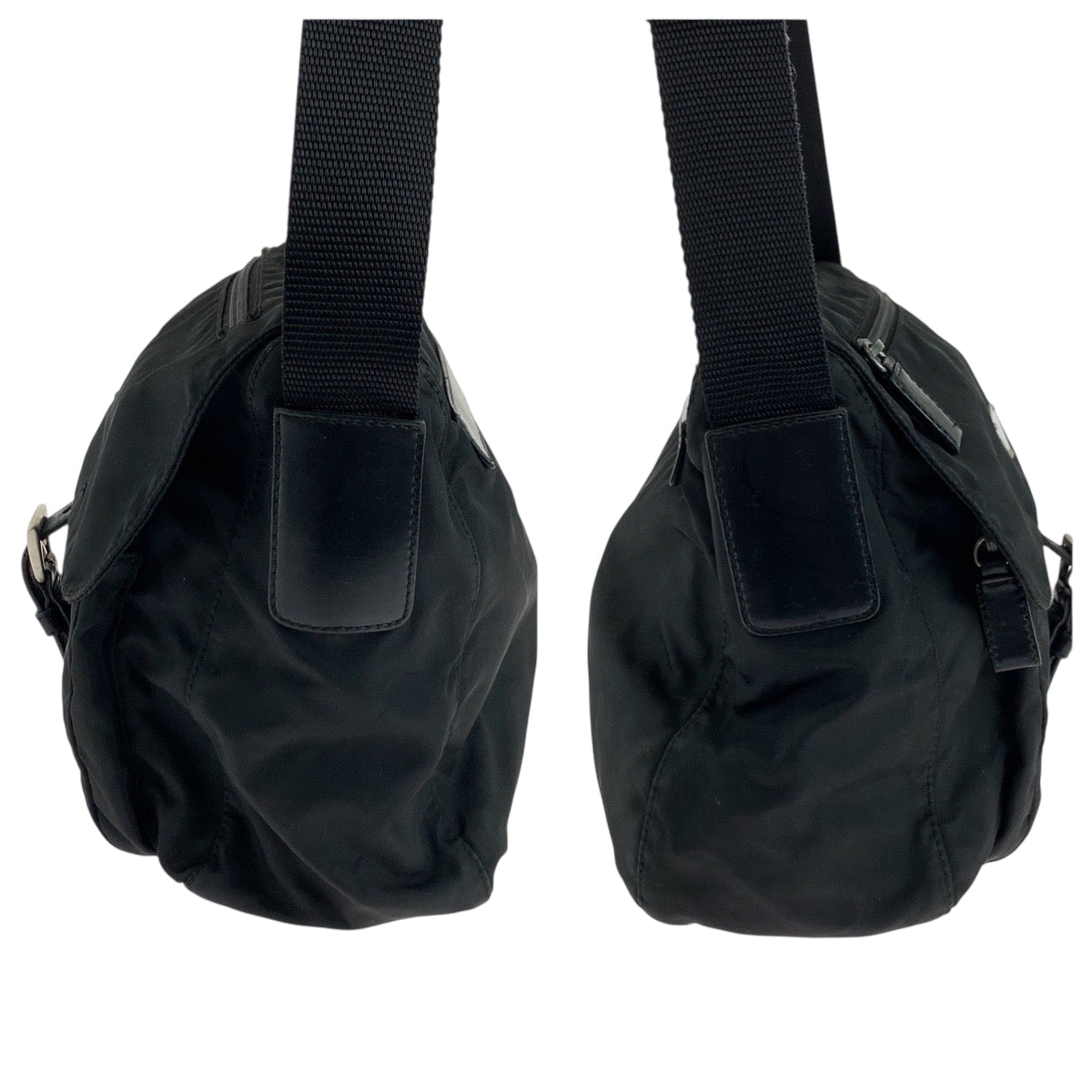 Prada Shoulder Bag Nylon Black Silvermetal Shoulder Bag Pochette Test Triangle With Logo Women