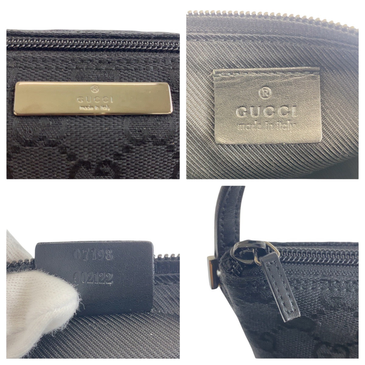 Gucci Handbag 07198 Gg Canvas, Leather Black Silvermetal Handbag Accessory Pouch Women