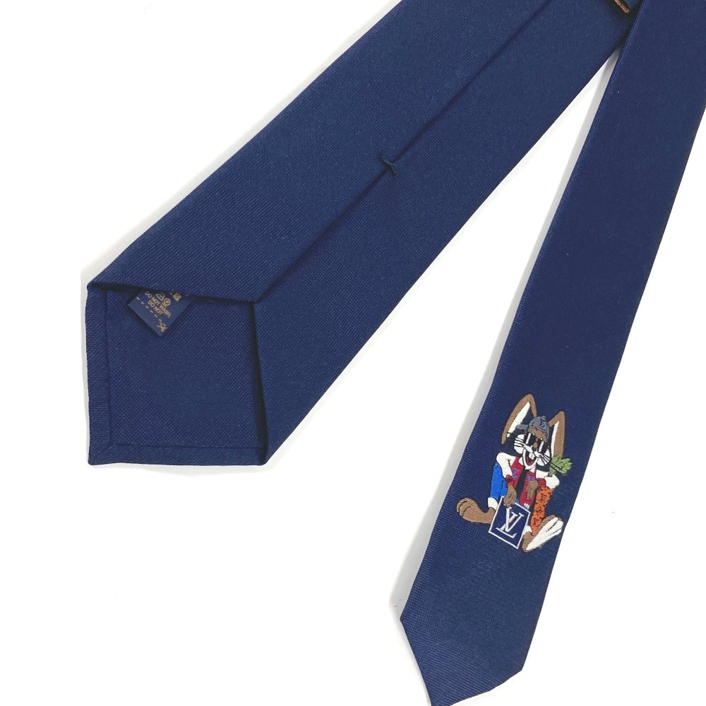 Louis Vuitton Tie M78032 100% Silk Navy Rabbit Animal Cravat Lv Rabbit