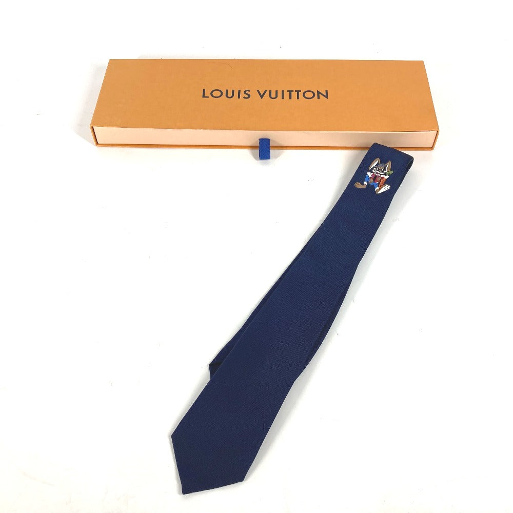Louis Vuitton Tie M78032 100% Silk Navy Rabbit Animal Cravat Lv Rabbit