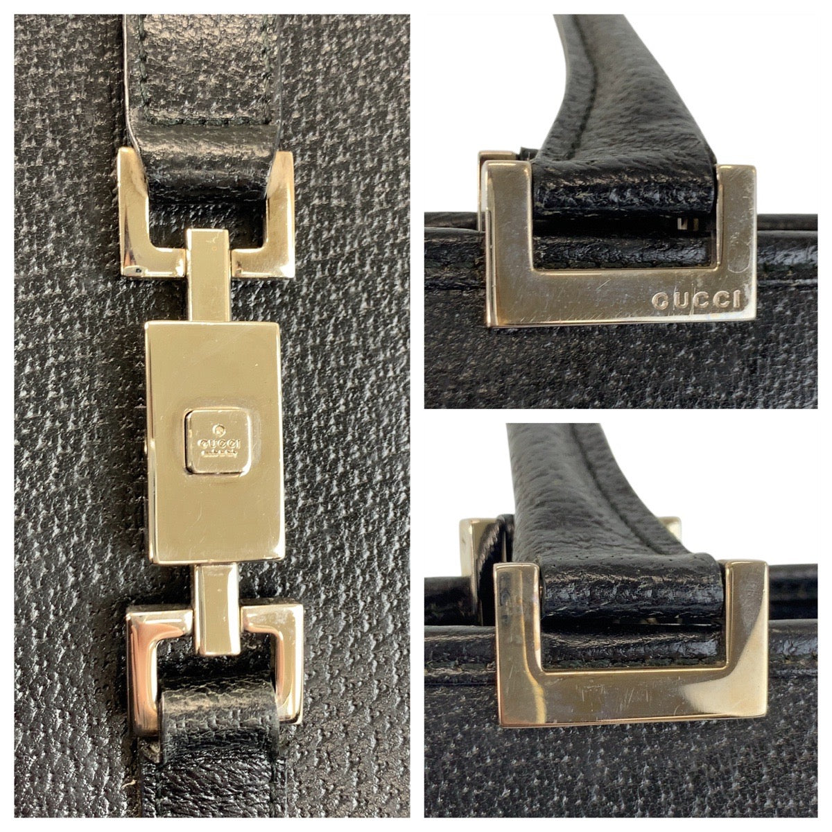 Gucci Tote Bag 002 1074 Leather Black Silvermetal Tote Bag Shoulder Bag Jackie Women