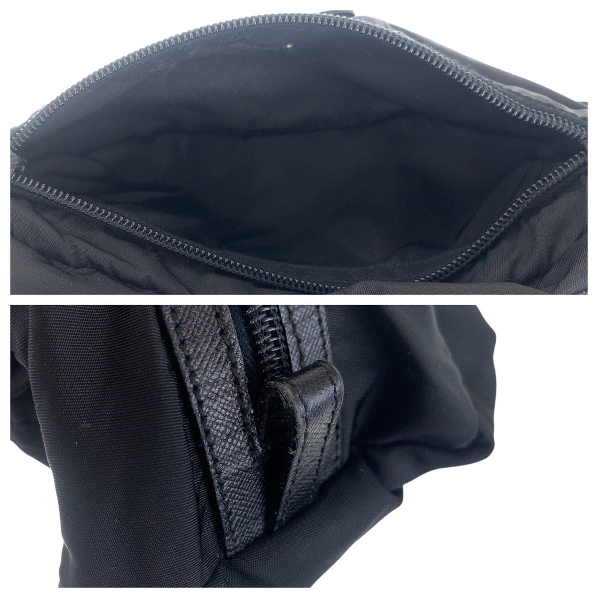 Prada Pouch Nylon Black Silvermetal Test Triangle With Logo