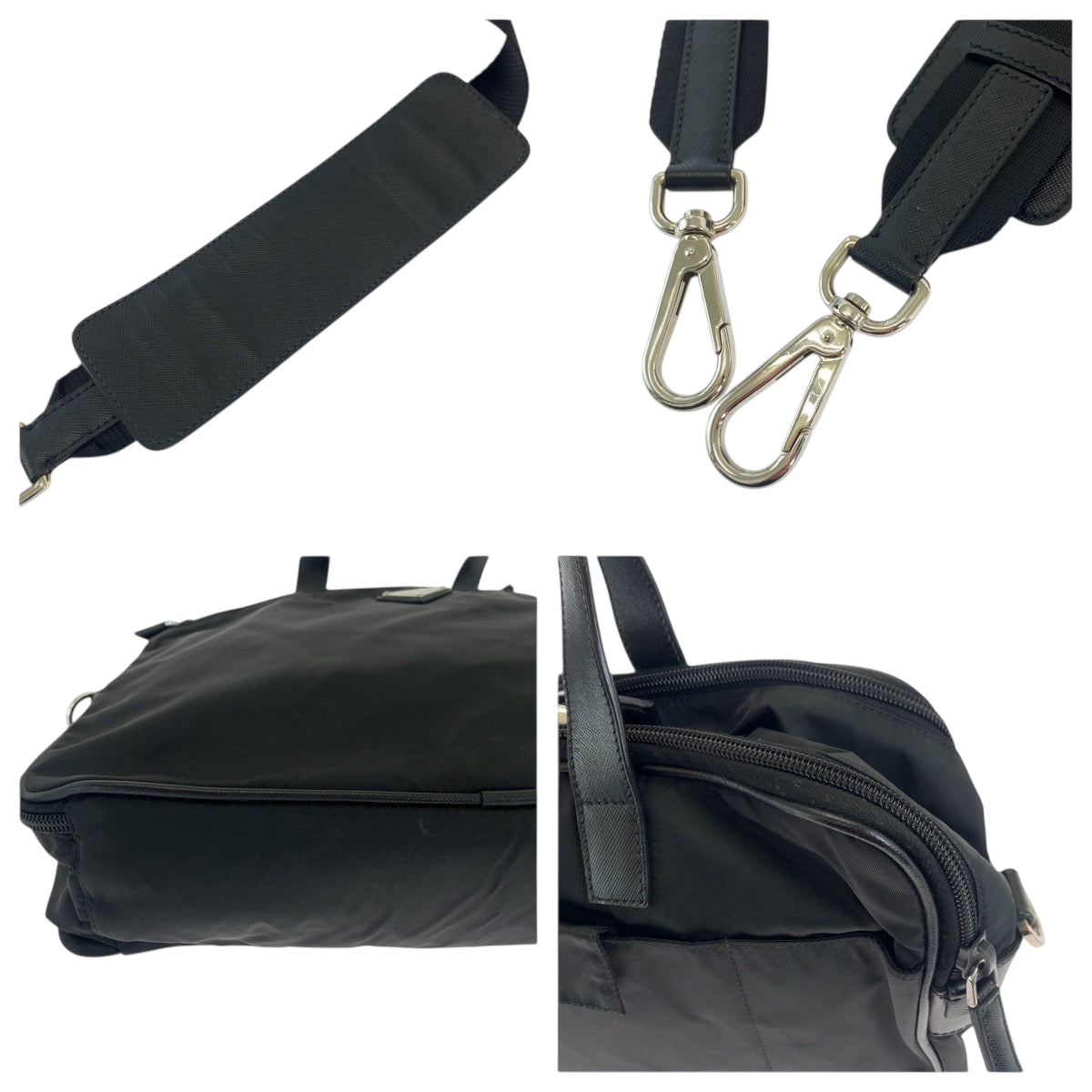 Prada Shoulder Bag Nylon Black Silvermetal Shoulder Bag Business Bag 2Way Test Triangle With Logo