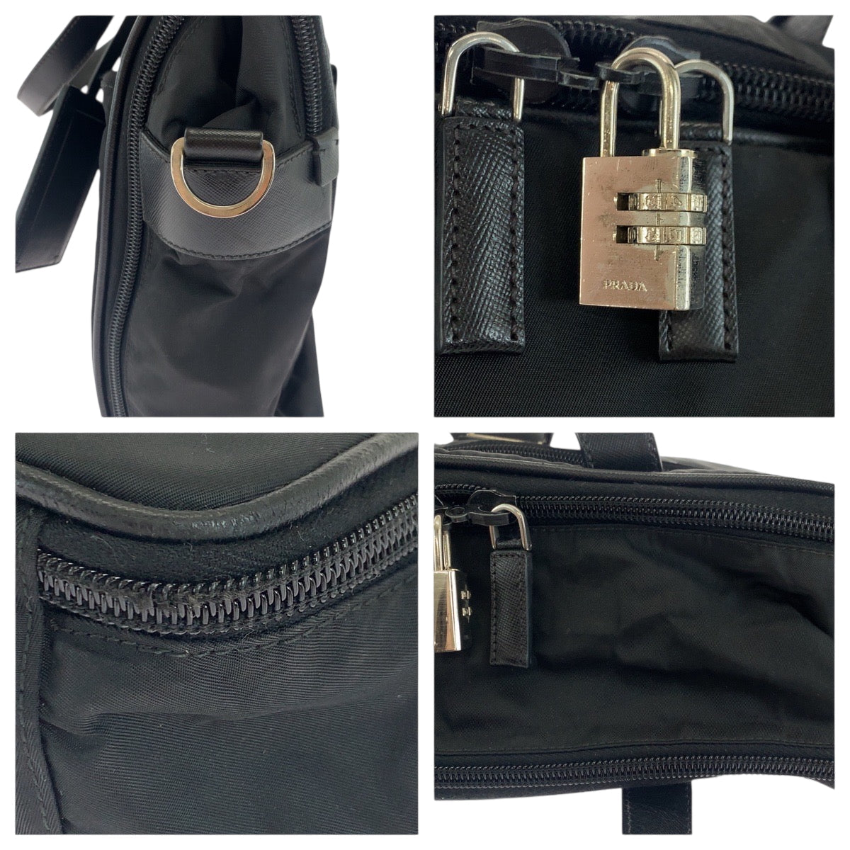 Prada Shoulder Bag Nylon Black Silvermetal Shoulder Bag Business Bag 2Way Test Triangle With Logo