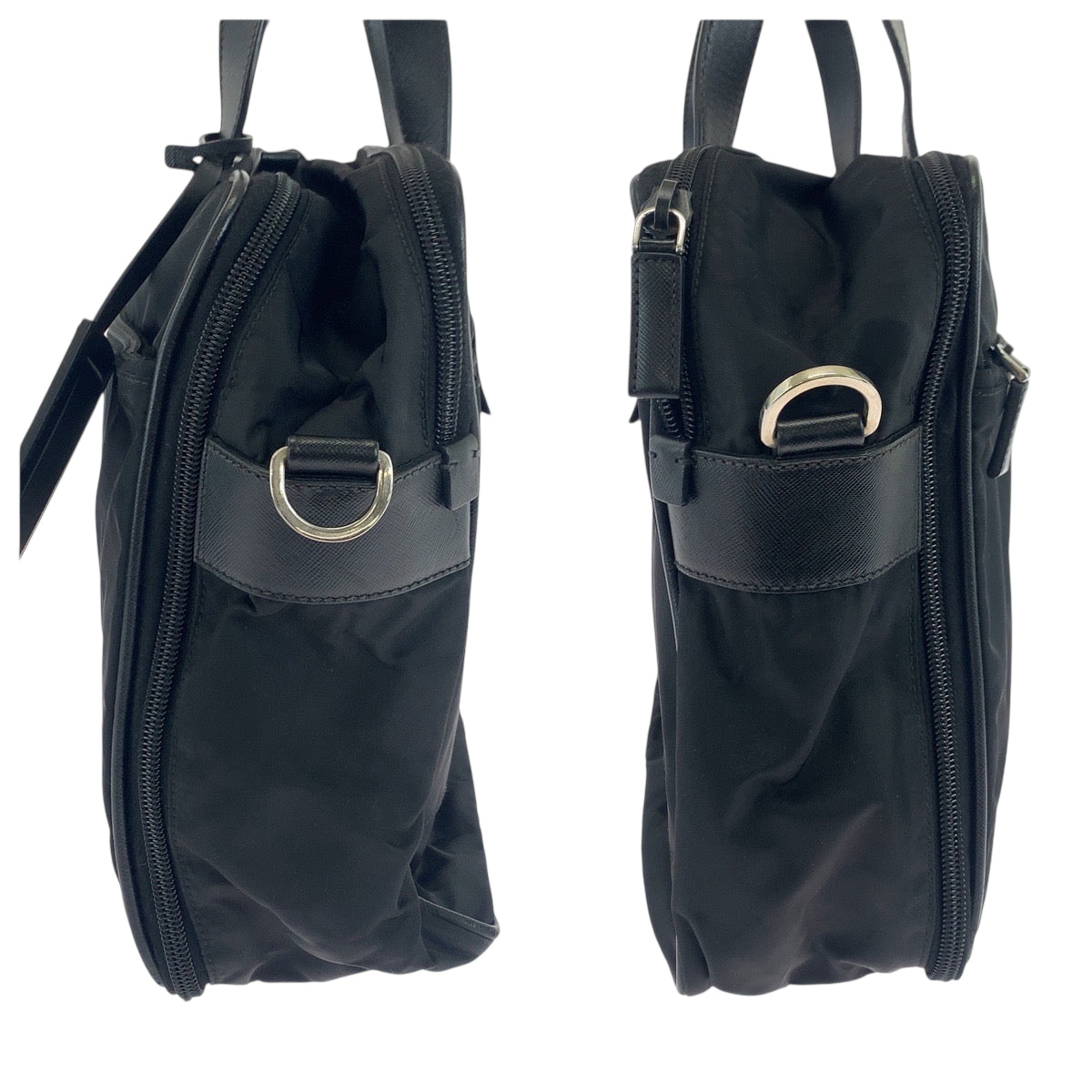 Prada Shoulder Bag Nylon Black Silvermetal Shoulder Bag Business Bag 2Way Test Triangle With Logo