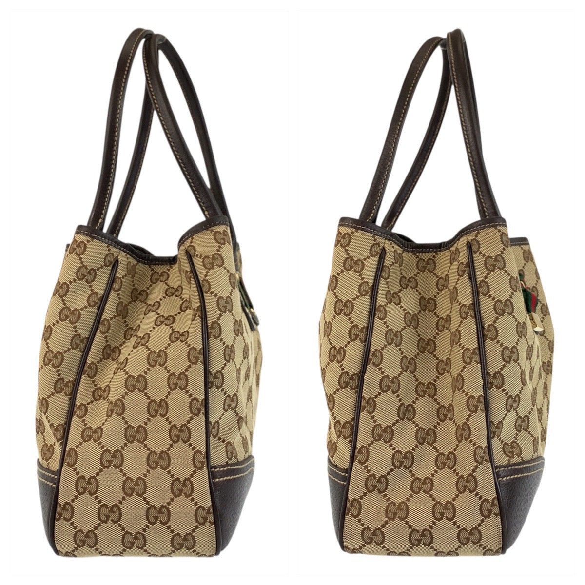 Gucci Tote Bag 163805 Gg Canvas, Leather Beige Brown Gold Metal Tote Bag Shoulder Bag Prince