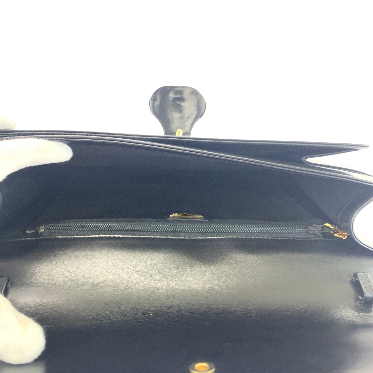 Gucci Shoulder Bag 26 004 0297 Leather Black Goldmetal Shoulder Bag Clutch Bag 2Way Old Gucci Women