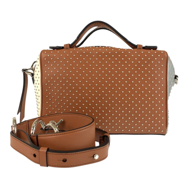 Tod'S Shoulder Bag Leather Brown Black Silvermetal Shoulder Bag Handbag 2Way Gommini Women