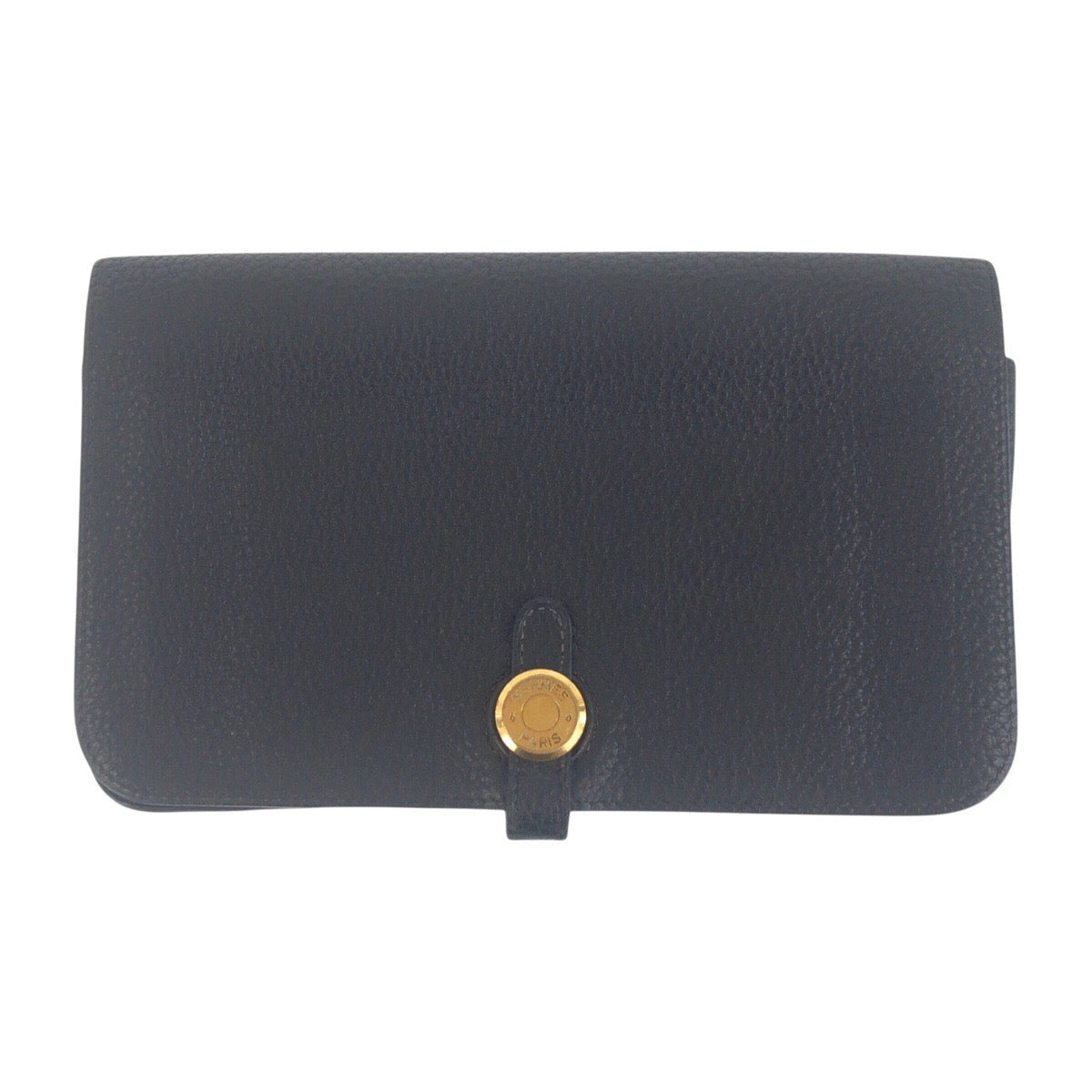 Hermes Long Wallet Purse Taurillon Clemence Black Goldmetal Long Wallet Purse Long Wallet Unisex