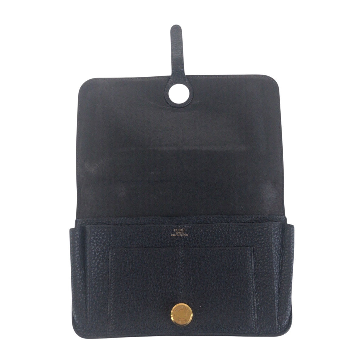 Hermes Long Wallet Purse Taurillon Clemence Black Goldmetal Long Wallet Purse Long Wallet Unisex