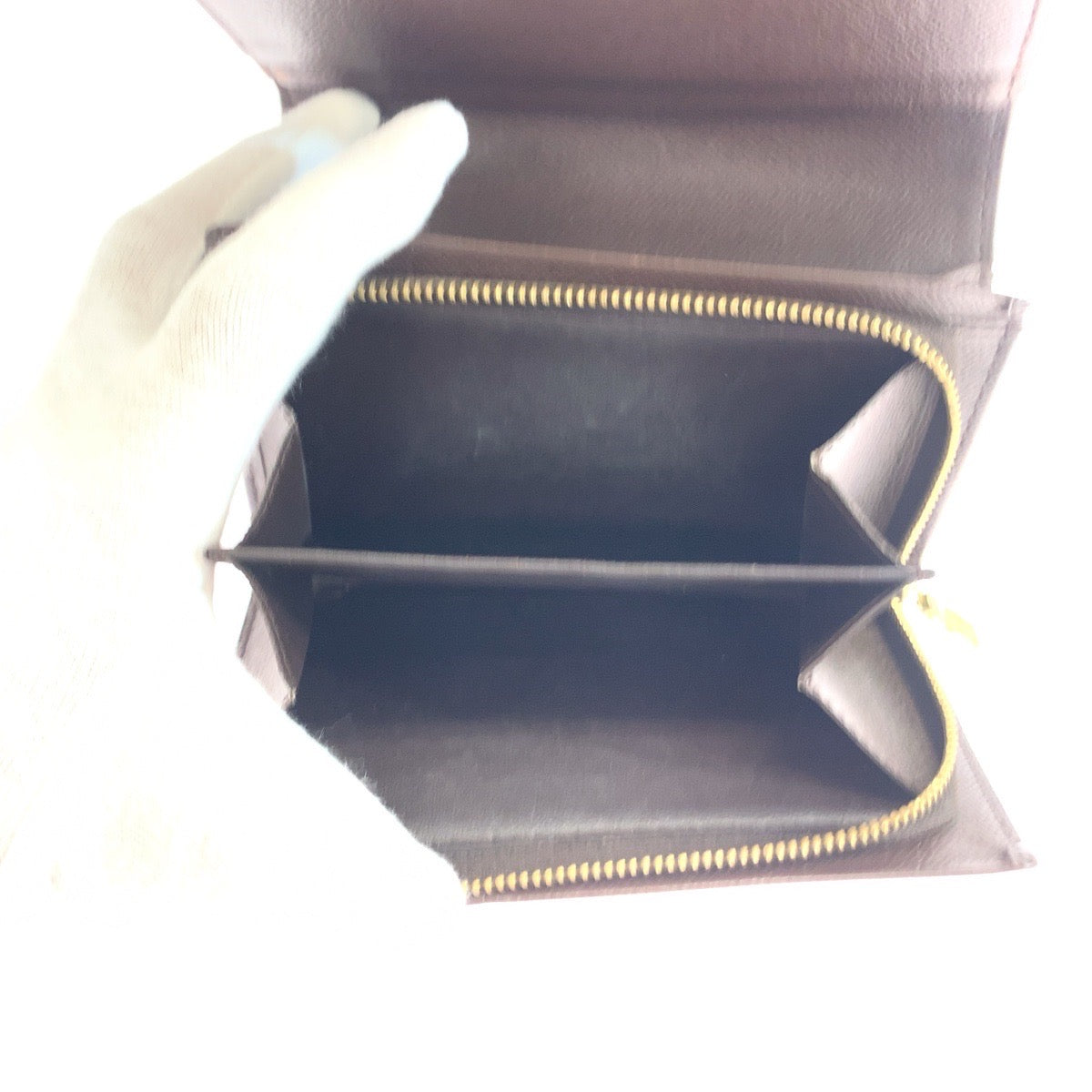 Louis Vuitton Bifold Wallet N61730 Pvc Brown Gold Metal Folding Wallet Compact Wallet Damier L-Zip