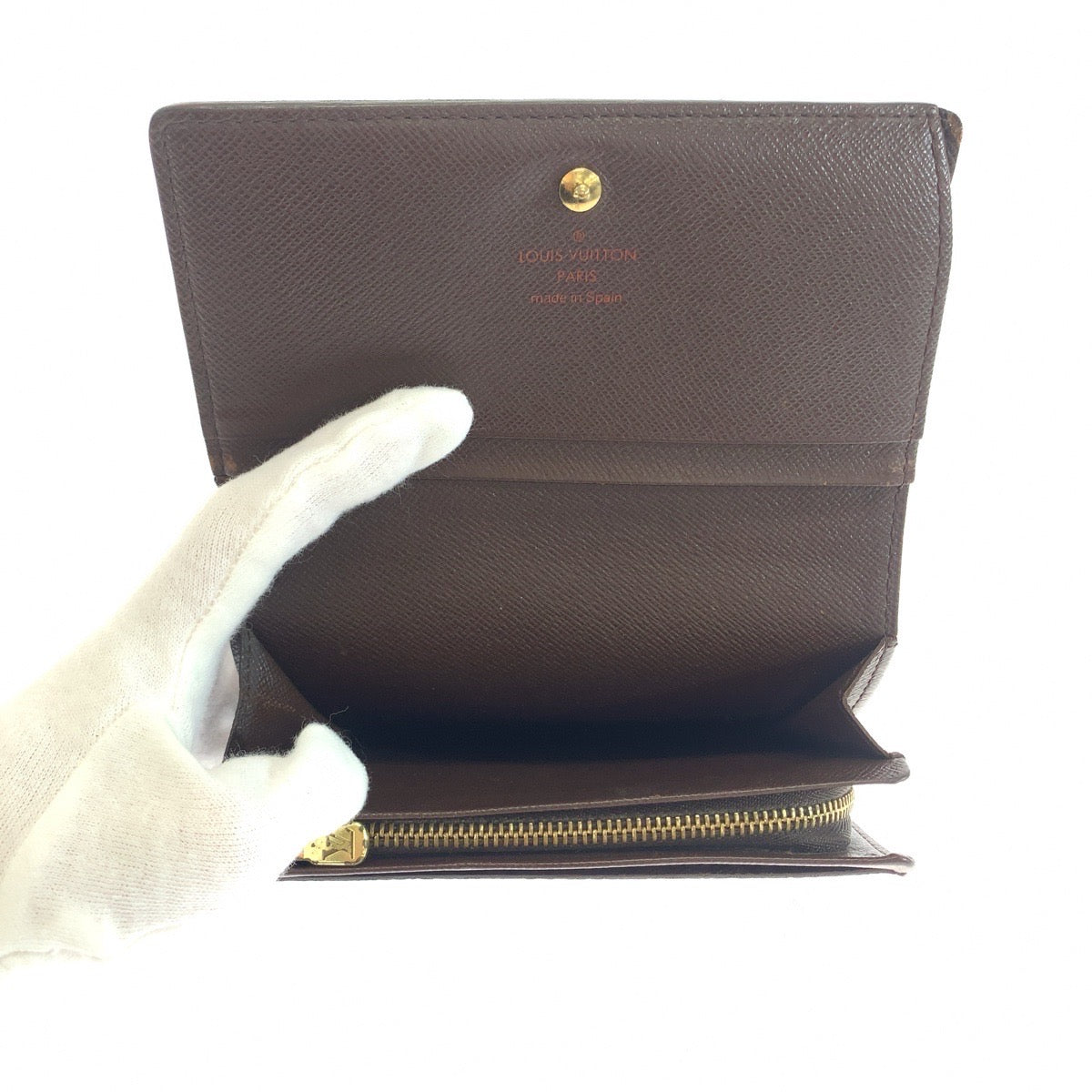Louis Vuitton Bifold Wallet N61730 Pvc Brown Gold Metal Folding Wallet Compact Wallet Damier L-Zip