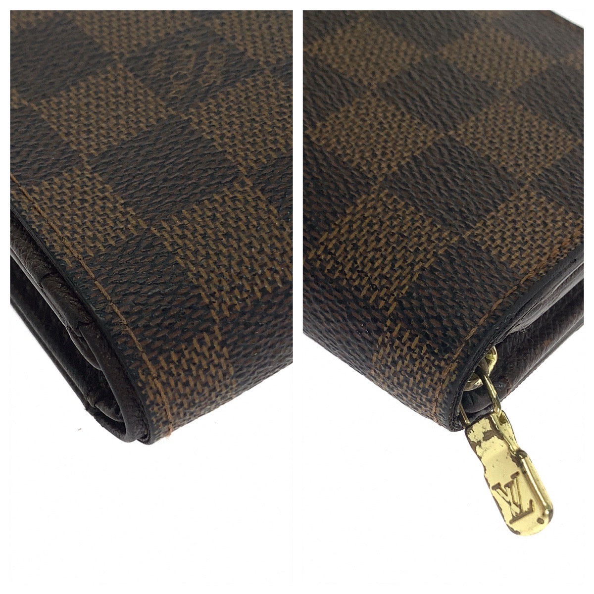 Louis Vuitton Bifold Wallet N61730 Pvc Brown Gold Metal Folding Wallet Compact Wallet Damier L-Zip
