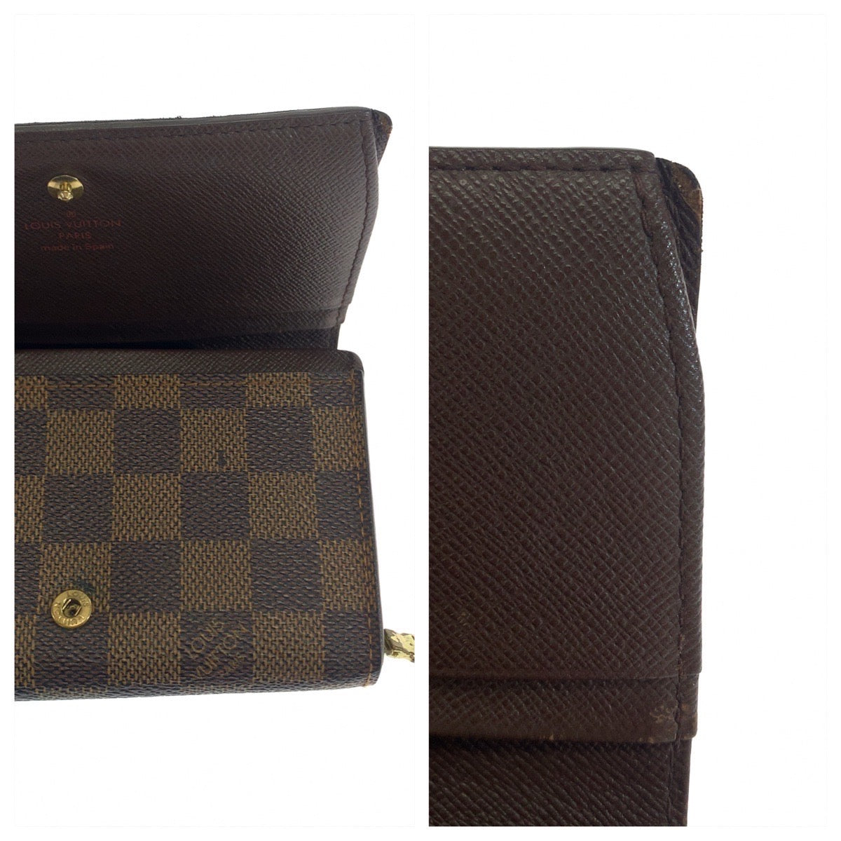 Louis Vuitton Bifold Wallet N61730 Pvc Brown Gold Metal Folding Wallet Compact Wallet Damier L-Zip