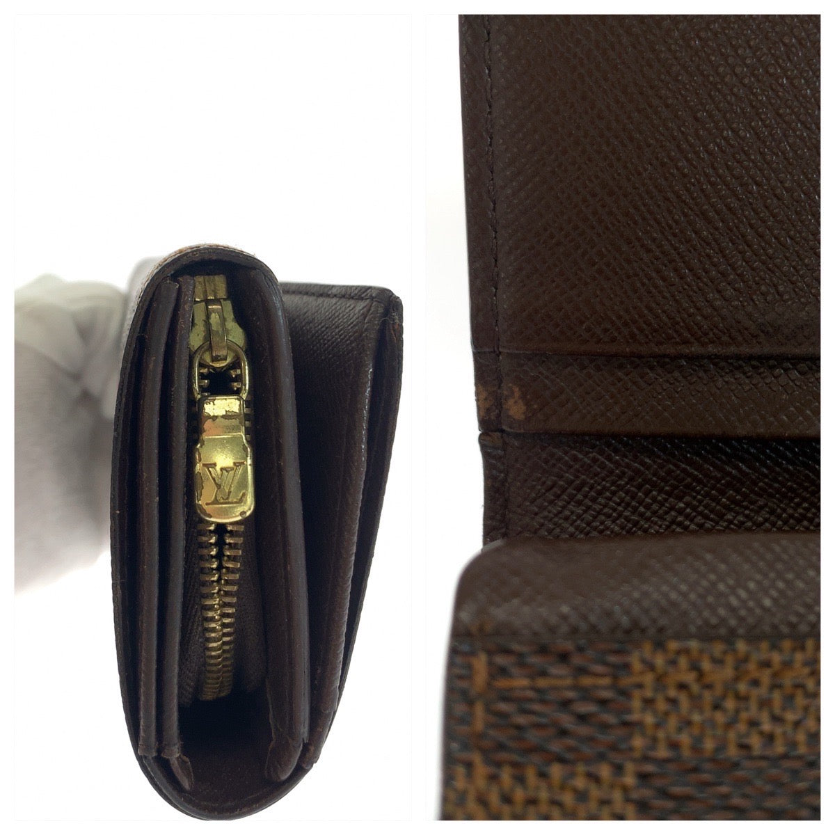 Louis Vuitton Bifold Wallet N61730 Pvc Brown Gold Metal Folding Wallet Compact Wallet Damier L-Zip