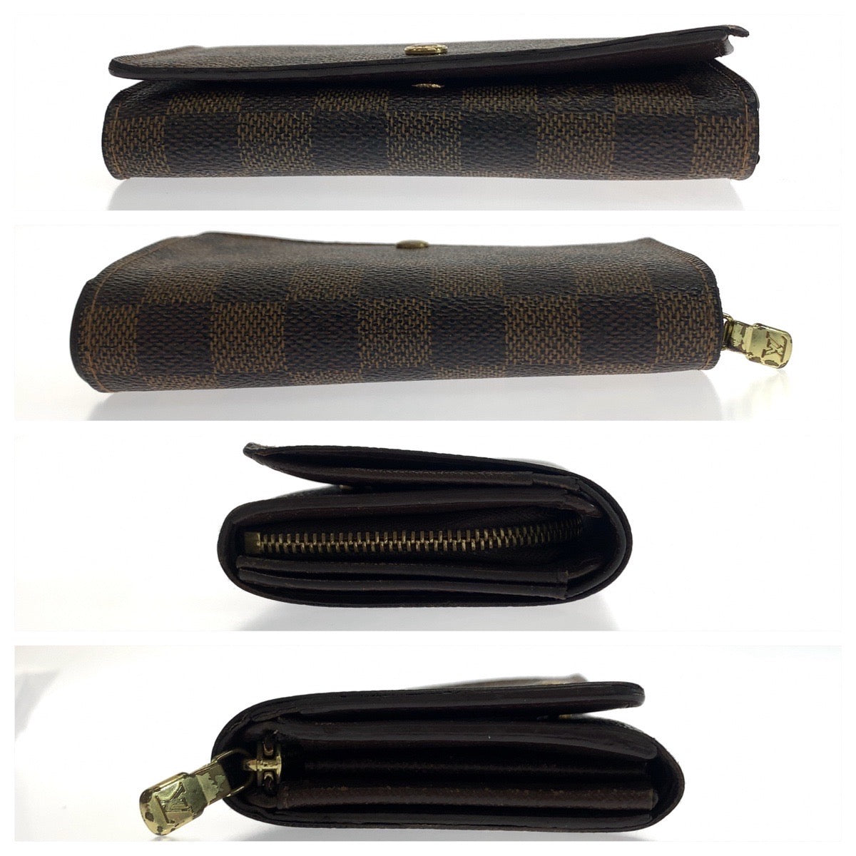 Louis Vuitton Bifold Wallet N61730 Pvc Brown Gold Metal Folding Wallet Compact Wallet Damier L-Zip