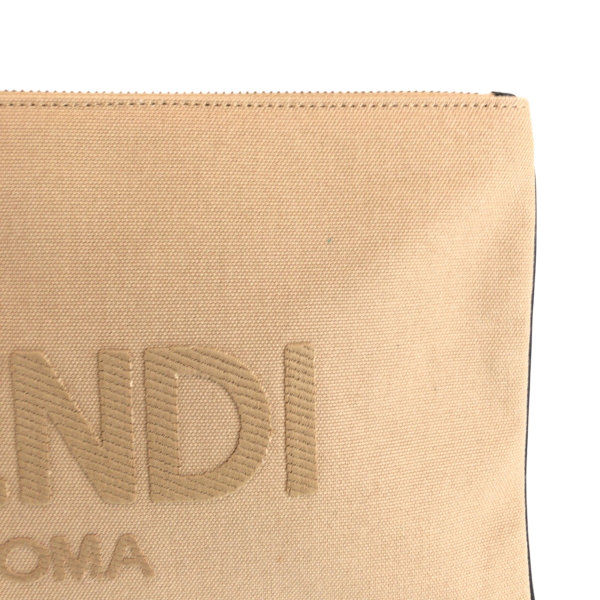 Fendi Clutch Bag Canvas Beige Silvermetal Clutch Bag Business Bag Pouch Logo Women