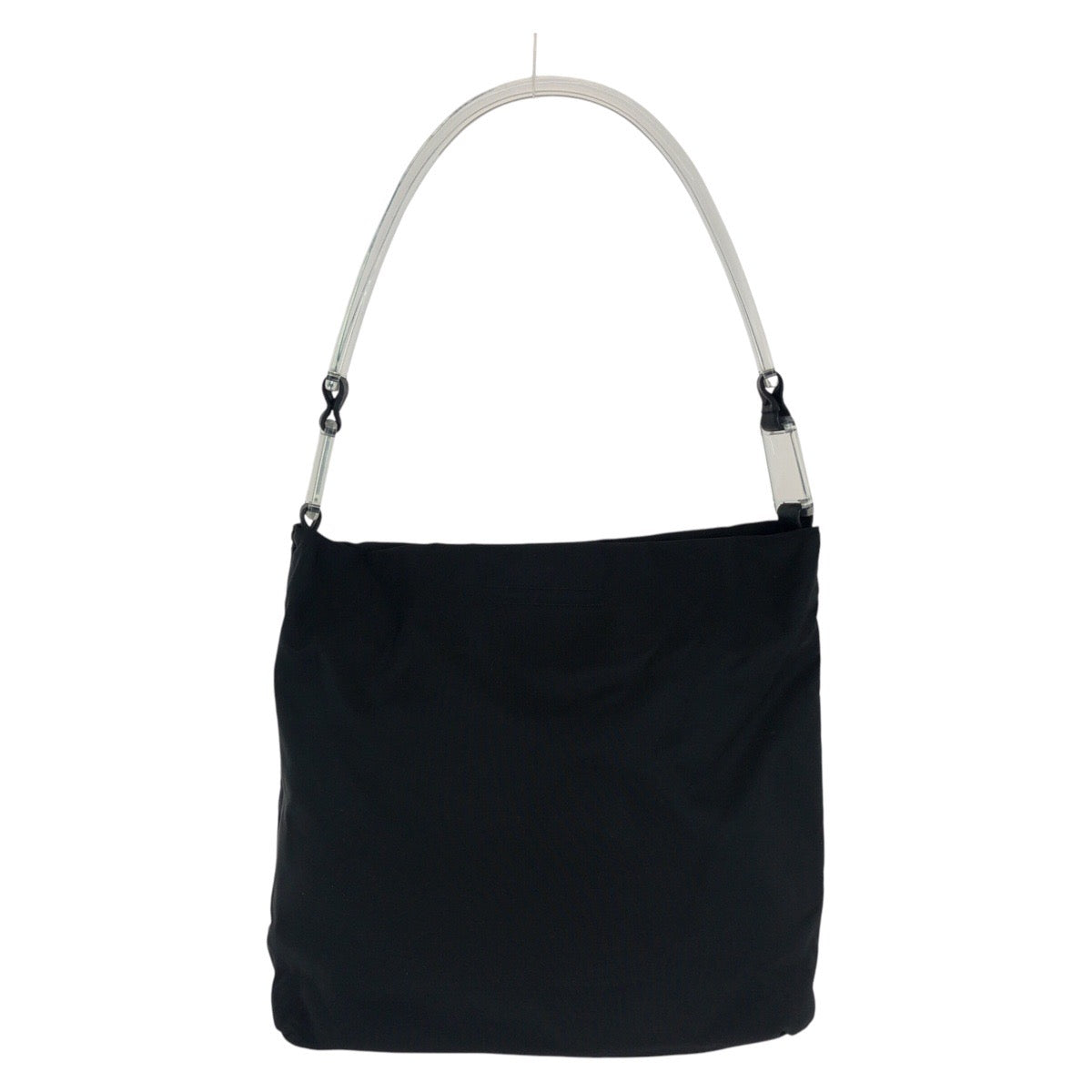 Prada Shoulder Bag Nylon, Plastic Black Silvermetal Test Triangle With Logo Women