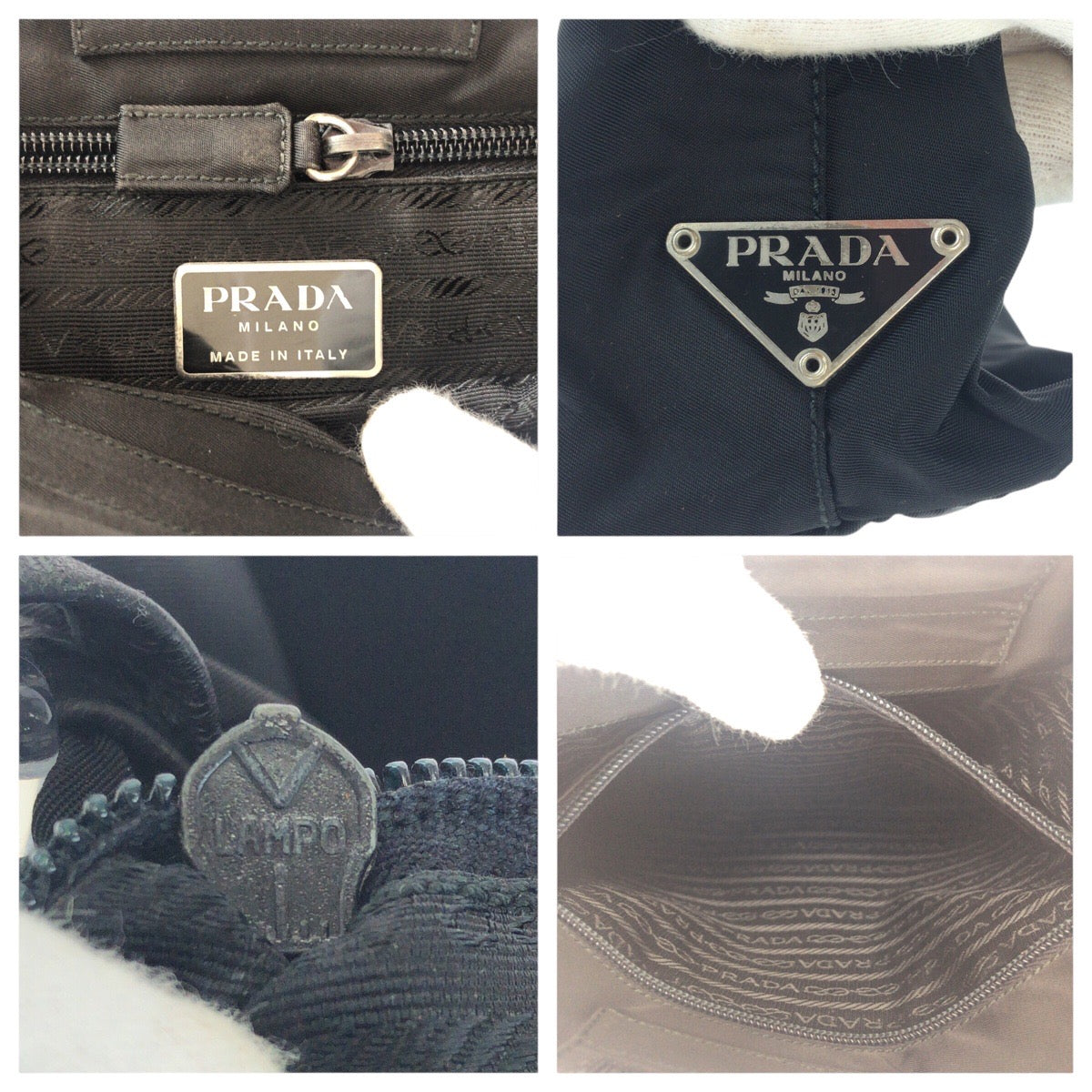 Prada Shoulder Bag Nylon, Plastic Black Silvermetal Test Triangle With Logo Women