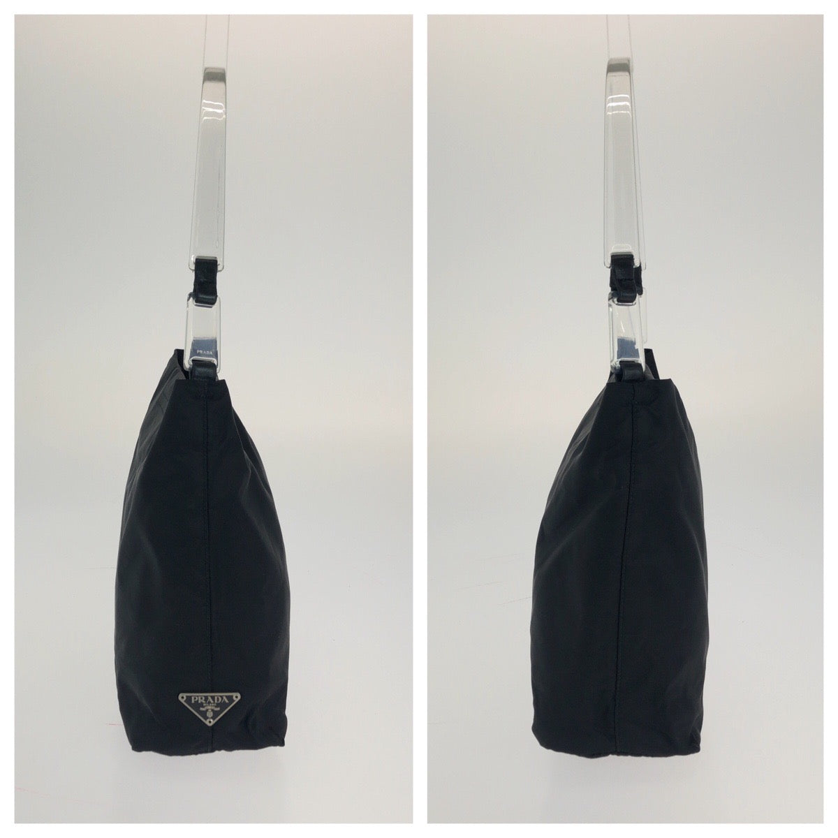 Prada Shoulder Bag Nylon, Plastic Black Silvermetal Test Triangle With Logo Women