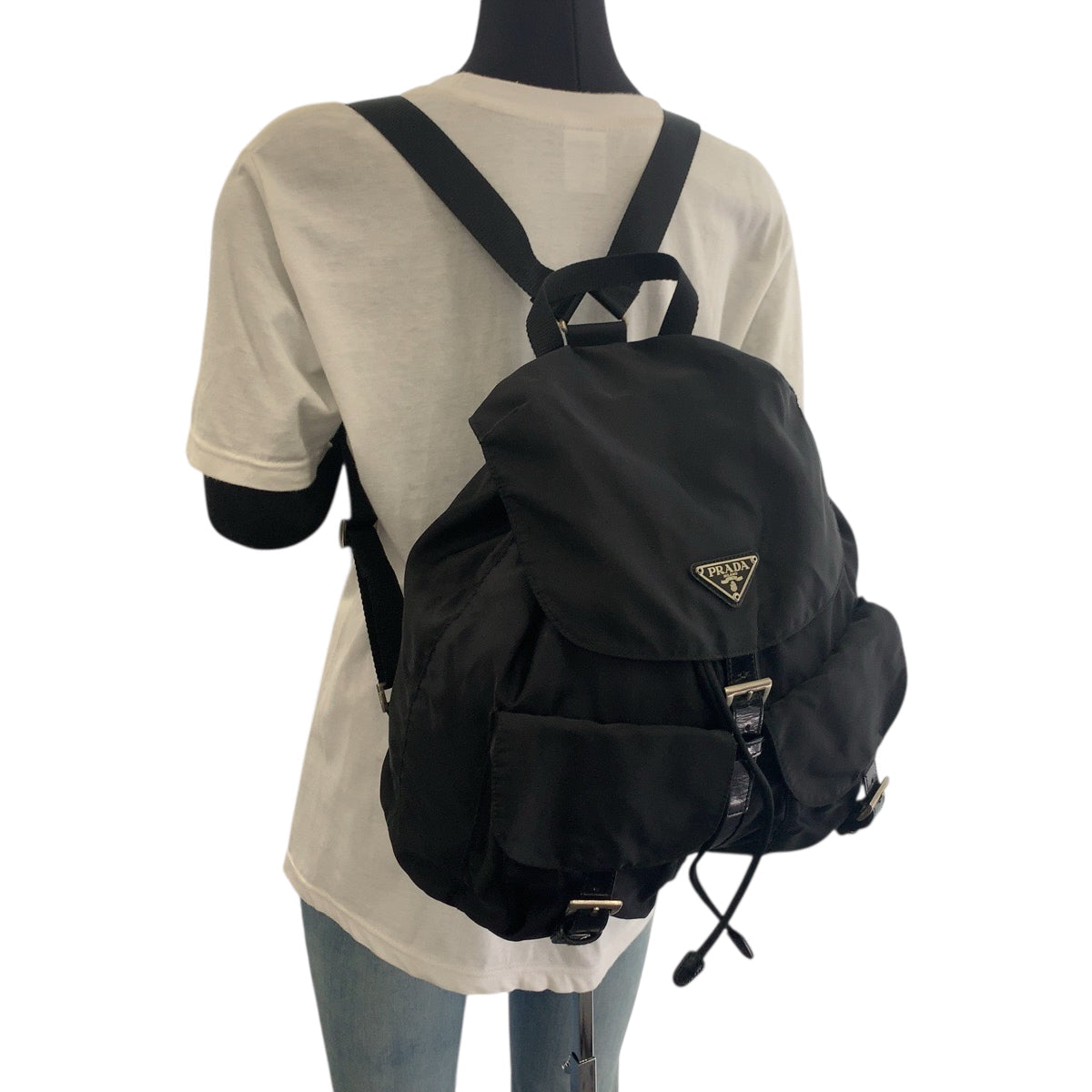 Prada Backpack Nylon Black Silvermetal Backpack Backpack Test Triangle With Logo Women