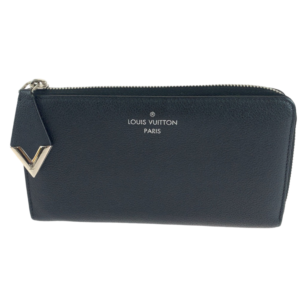 Louis Vuitton Long Wallet Purse M60146 Leather Noir Black Silvermetal Long Wallet Purse
