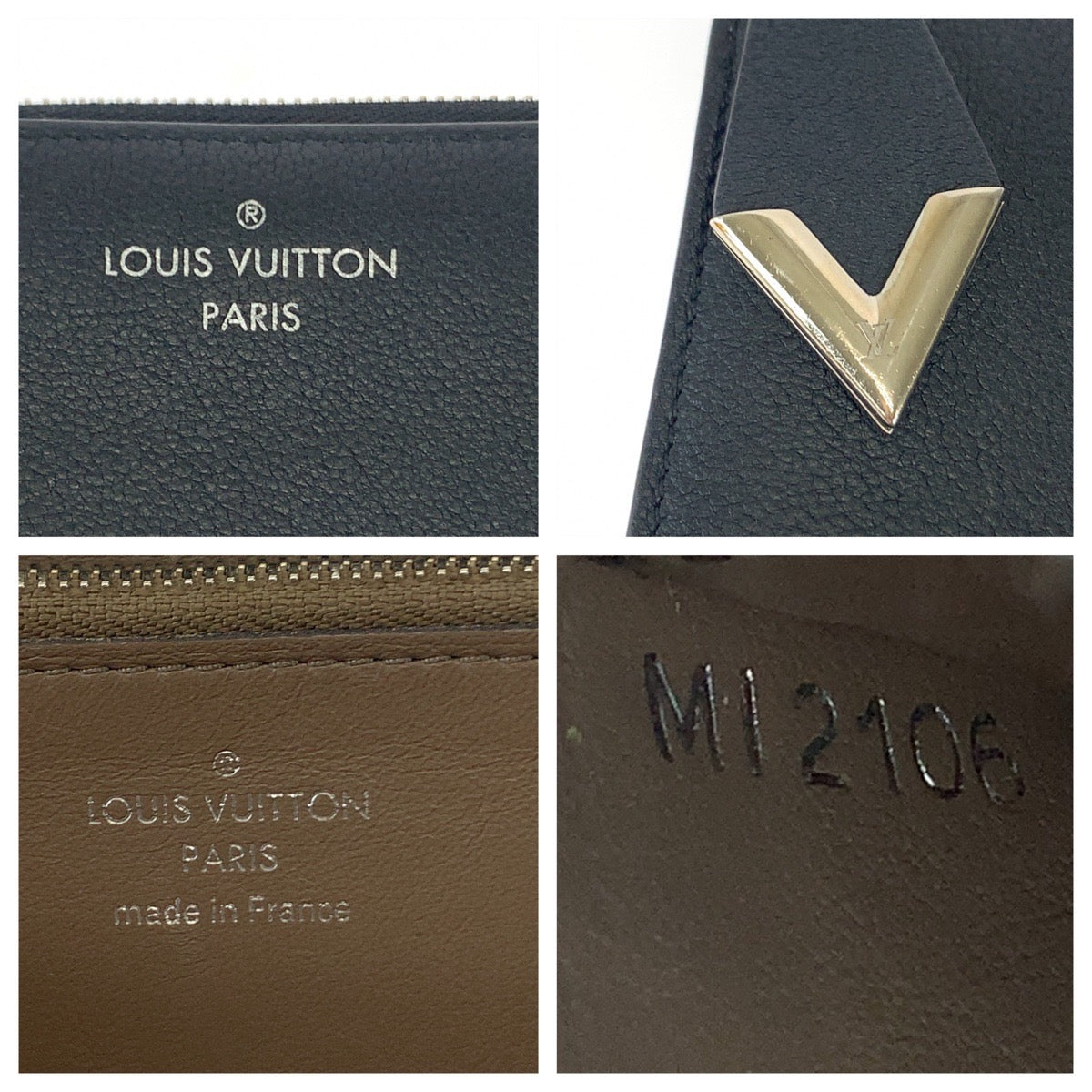 Louis Vuitton Long Wallet Purse M60146 Leather Noir Black Silvermetal Long Wallet Purse