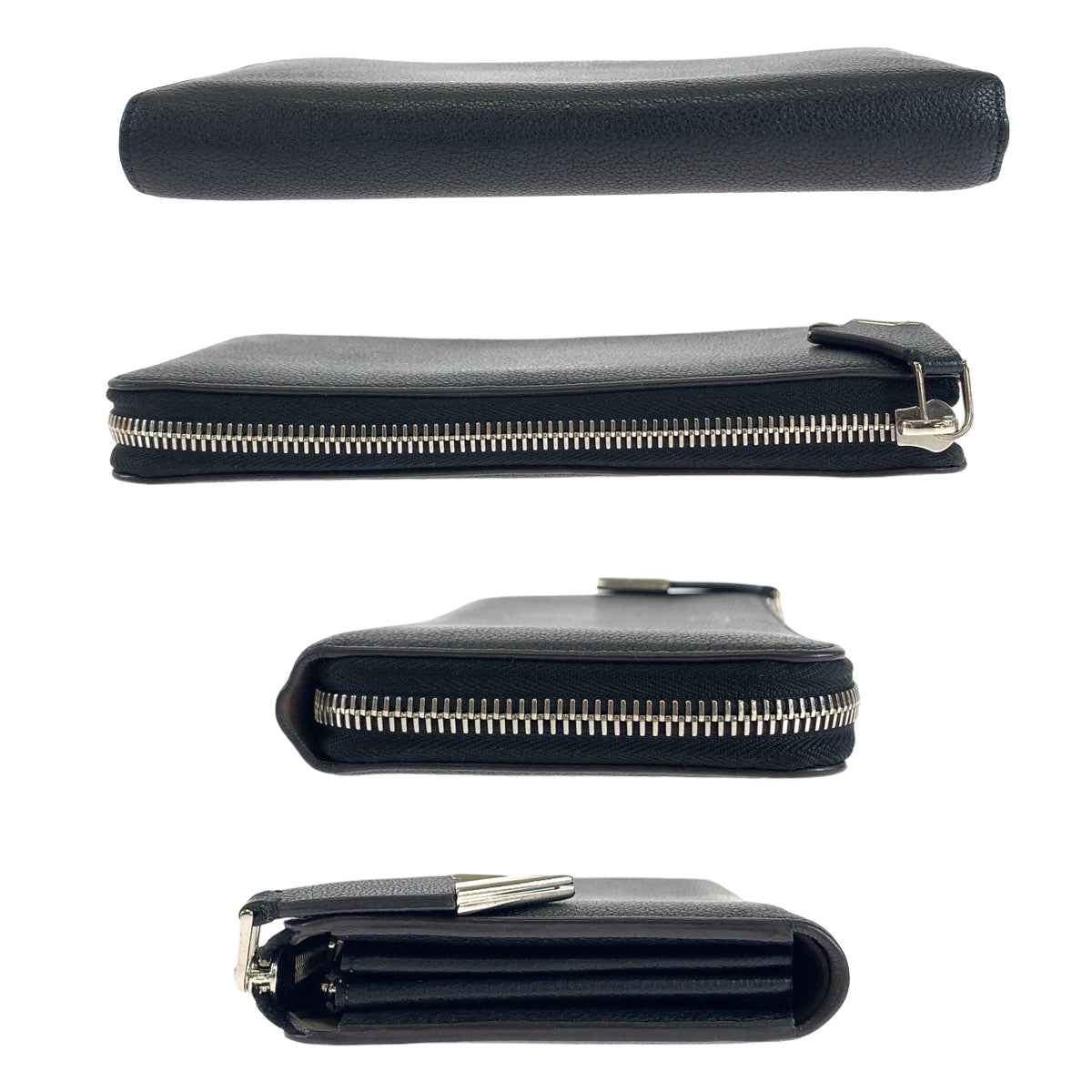Louis Vuitton Long Wallet Purse M60146 Leather Noir Black Silvermetal Long Wallet Purse
