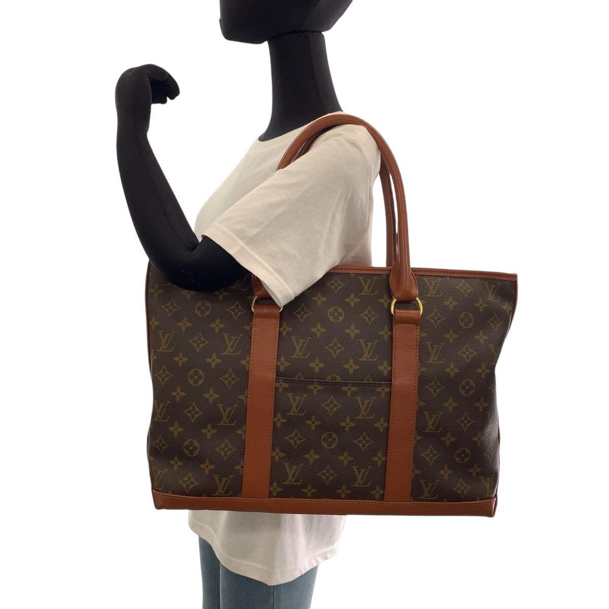 Louis Vuitton Tote Bag M42425 Pvc Brown Gold Metal Tote Bag Shoulder Bag Monogram Weekend Pm