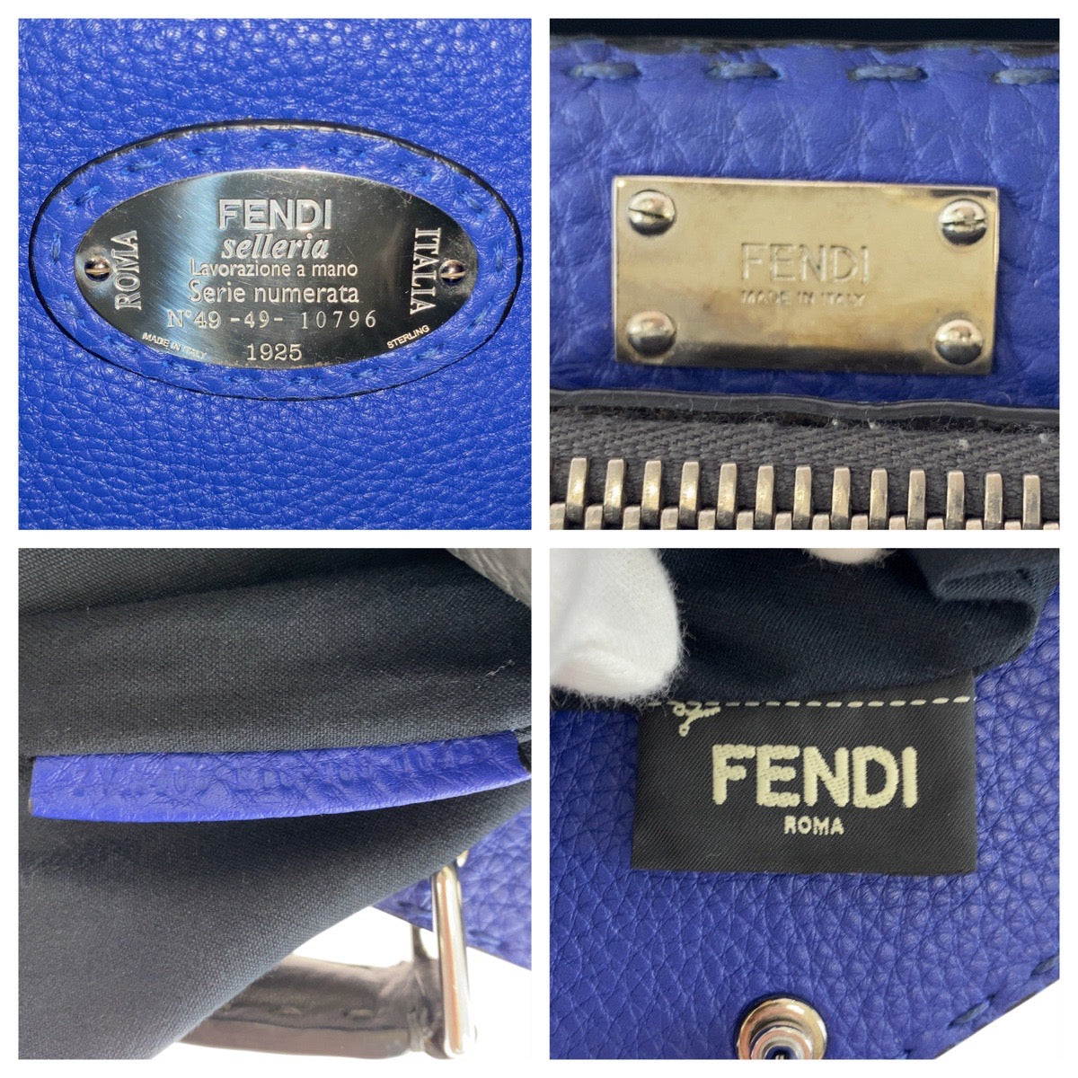 Fendi Business Bag 7Va406 Leather Gray Business Bag Briefcase Celeria Peekaboo Mens
