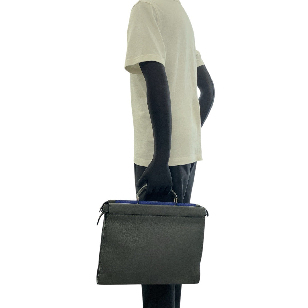 Fendi Business Bag 7Va406 Leather Gray Business Bag Briefcase Celeria Peekaboo Mens