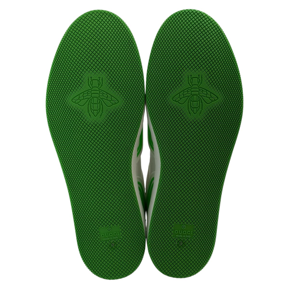 Gucci Sneakers 700290 Leather White Green Sneakers Basketball Shoes Basket Gg Pattern Mens 11
