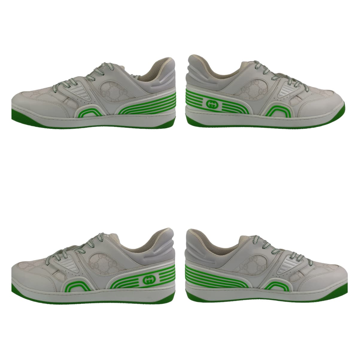 Gucci Sneakers 700290 Leather White Green Sneakers Basketball Shoes Basket Gg Pattern Mens 11