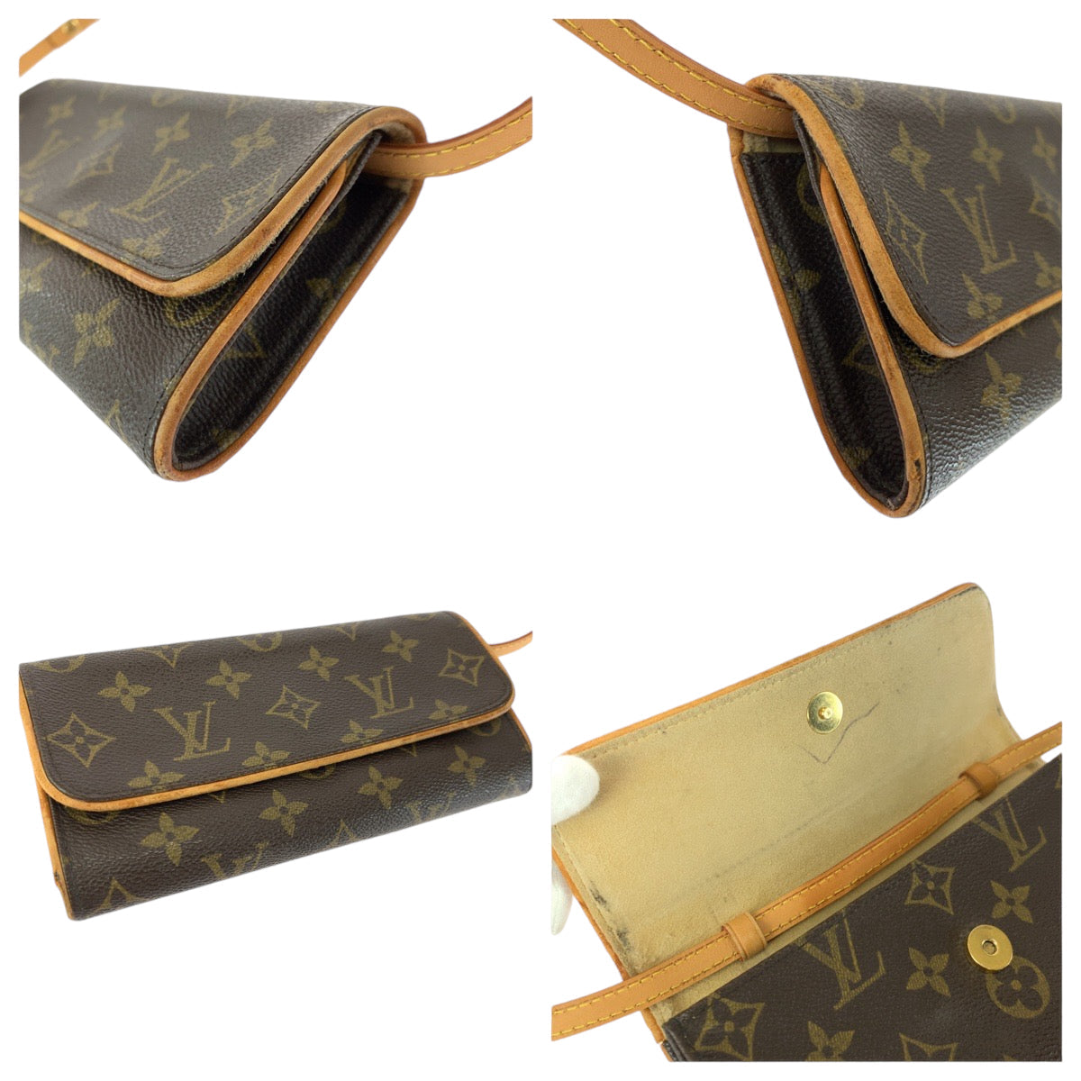 Louis Vuitton Shoulder Bag M51854 Pvc Brown Gold Metal Shoulder Bag Pochette Monogram Pochette Twin