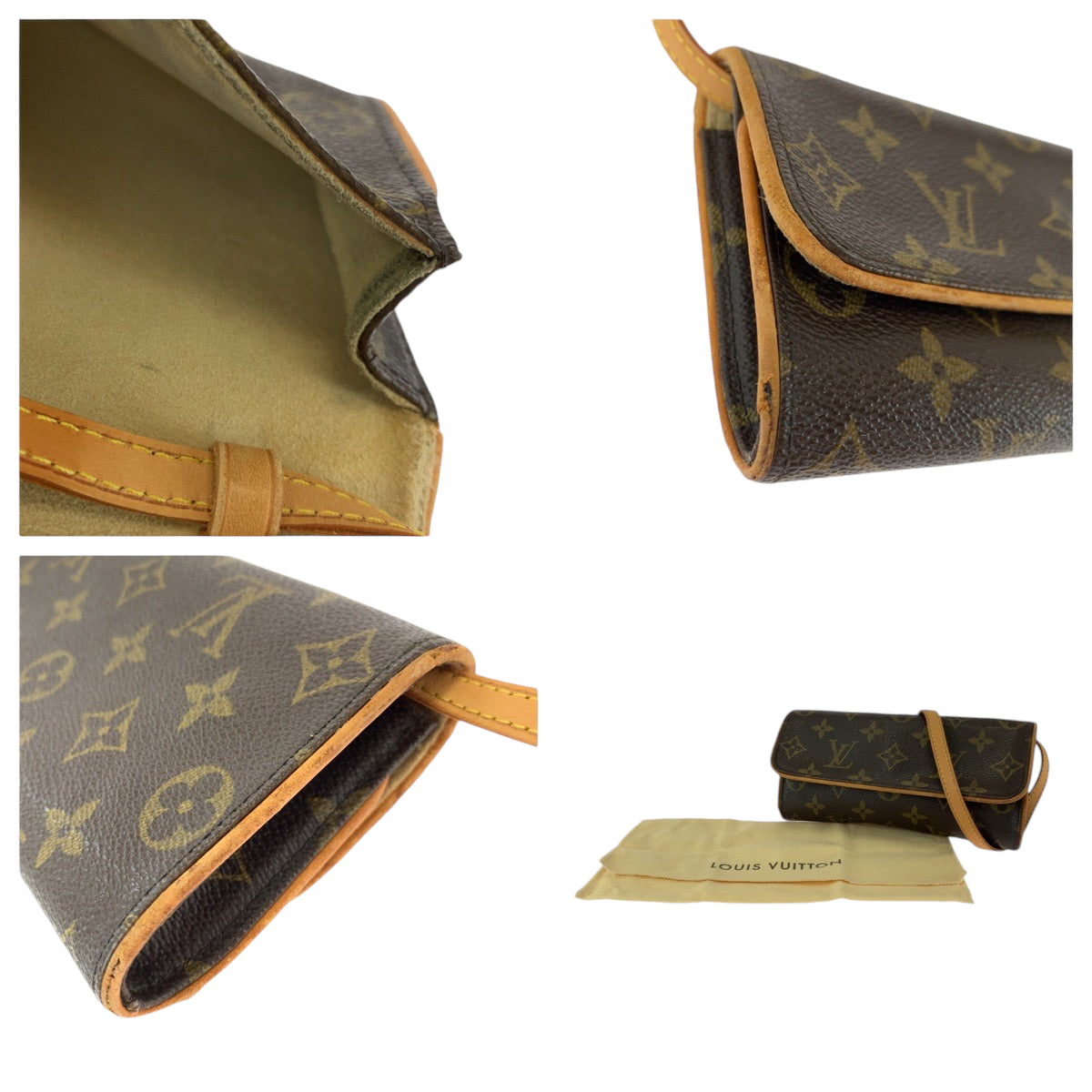 Louis Vuitton Shoulder Bag M51854 Pvc Brown Gold Metal Shoulder Bag Pochette Monogram Pochette Twin