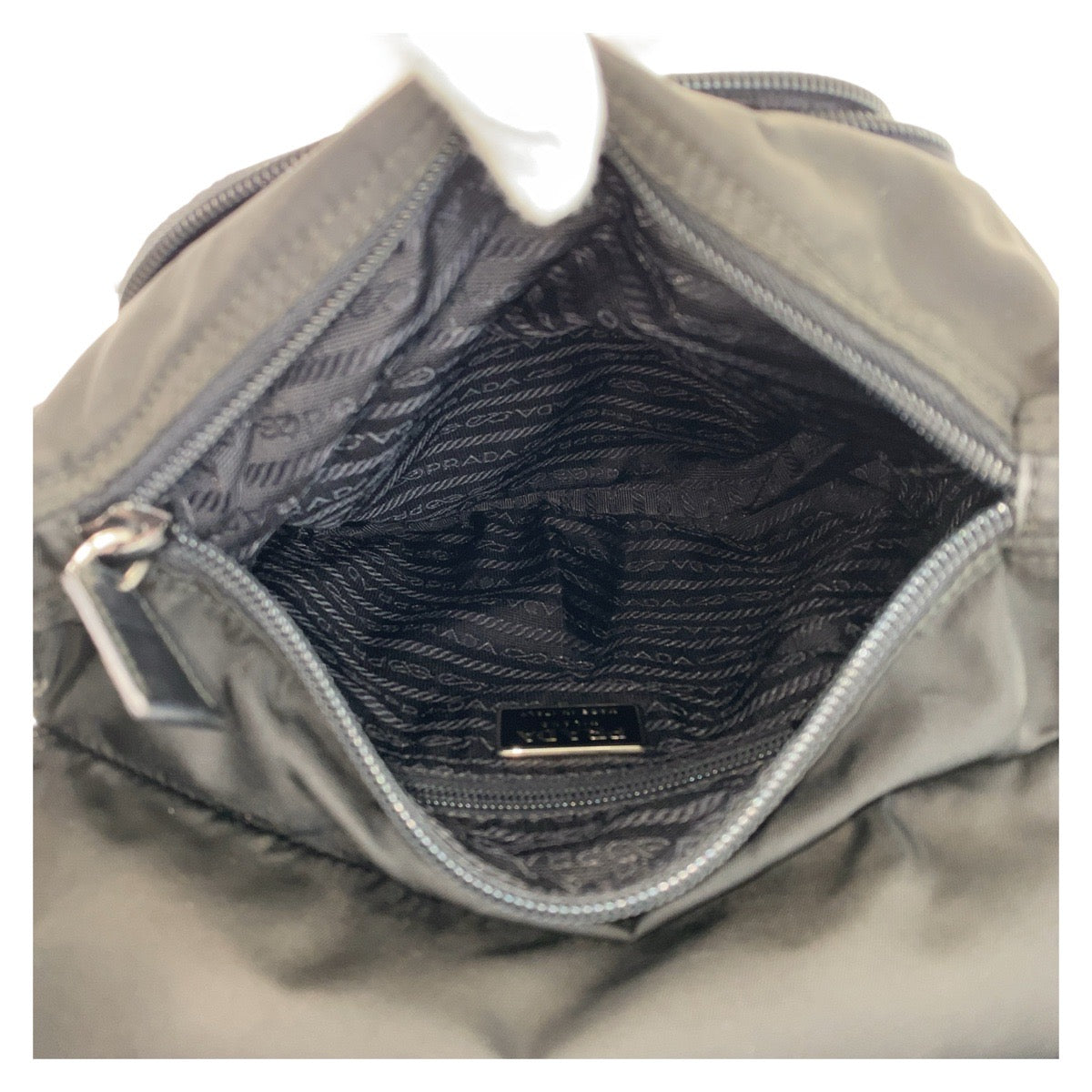 Prada Shoulder Bag Nylon, Leather Black Silvermetal Shoulder Bag Messenger Bag Test Triangle With