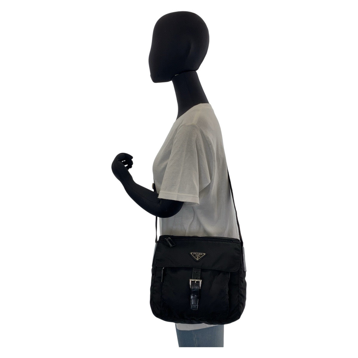 Prada Shoulder Bag Nylon, Leather Black Silvermetal Shoulder Bag Messenger Bag Test Triangle With