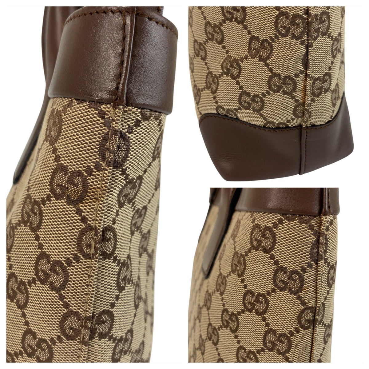 Gucci Tote Bag 002 1119 Gg Canvas, Leather Beige Brown Tote Bag Handbag Women