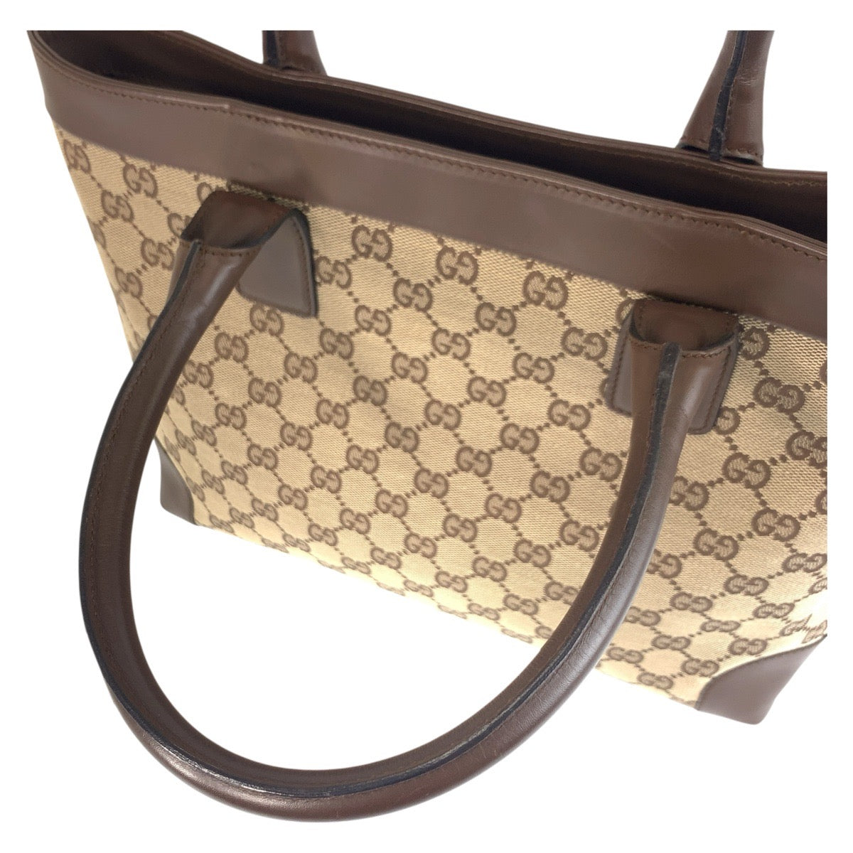 Gucci Tote Bag 002 1119 Gg Canvas, Leather Beige Brown Tote Bag Handbag Women