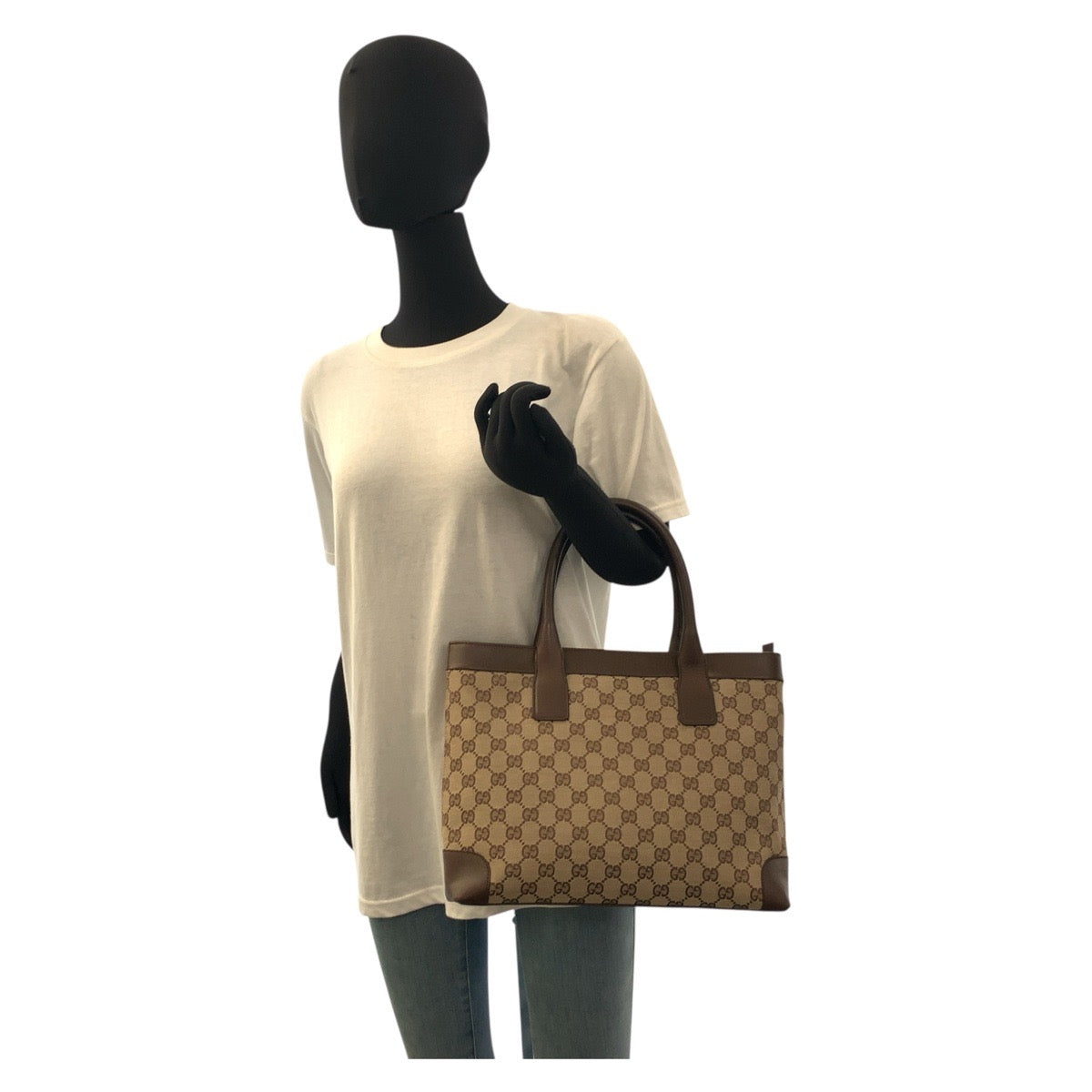 Gucci Tote Bag 002 1119 Gg Canvas, Leather Beige Brown Tote Bag Handbag Women