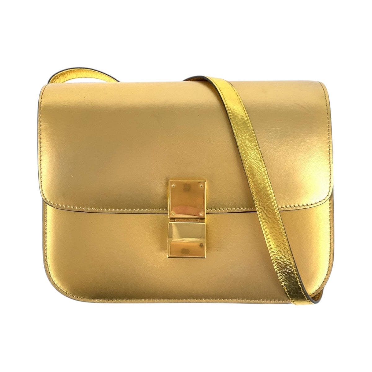 Celine Shoulder Bag Leather Gold Metal Shoulder Bag Pochette Women