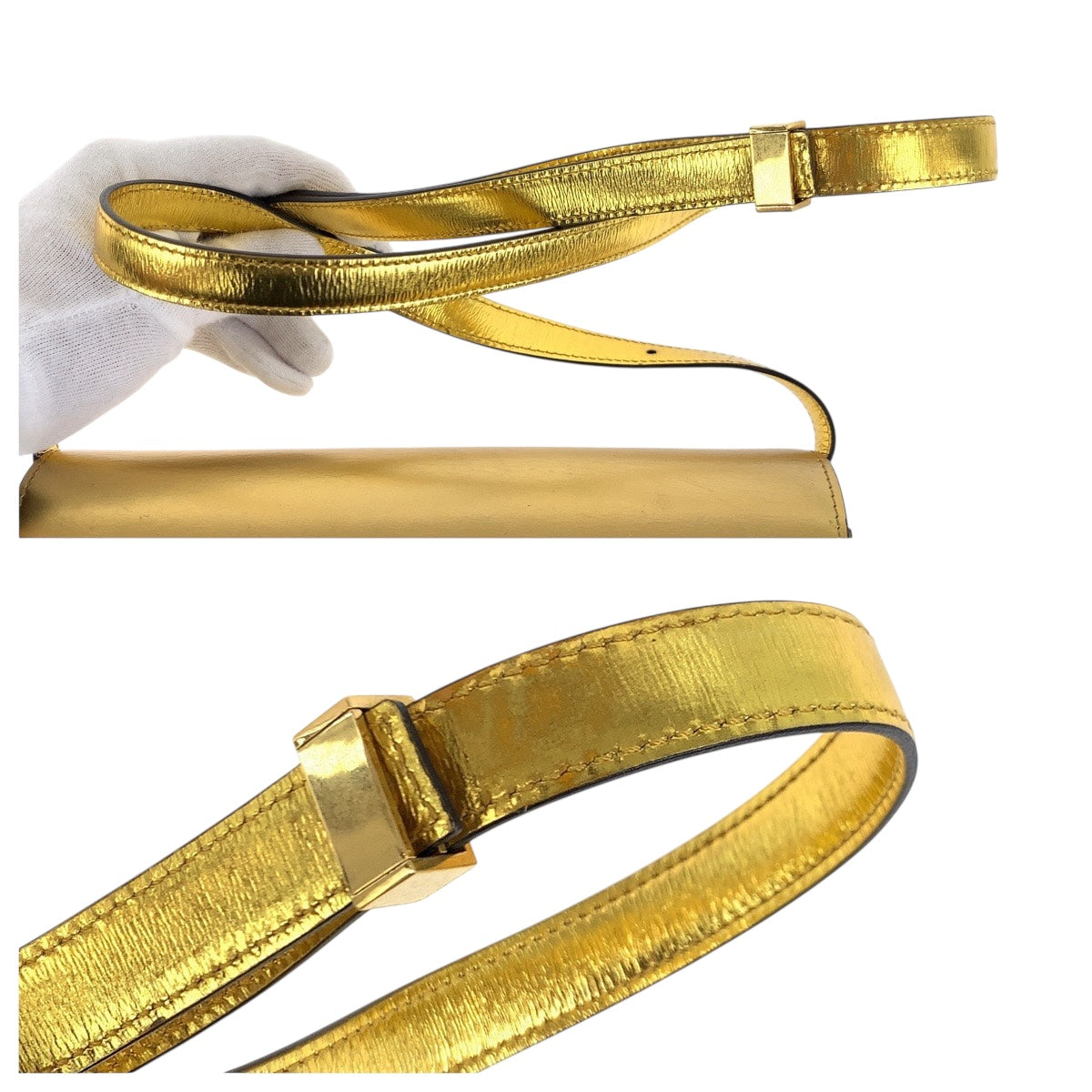 Celine Shoulder Bag Leather Gold Metal Shoulder Bag Pochette Women